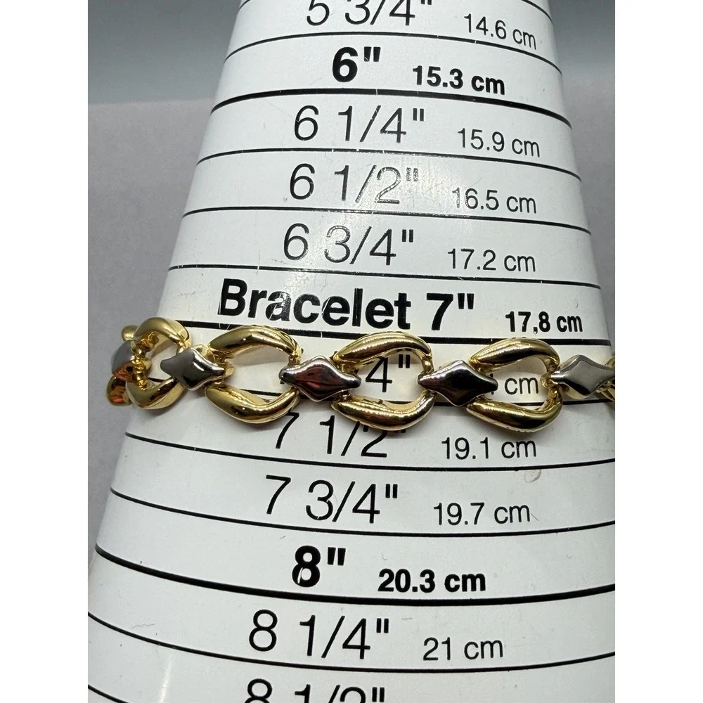 Mixed Metal Gold Silver Tone Dimensional Open Link Necklace Bracelet Earring Set